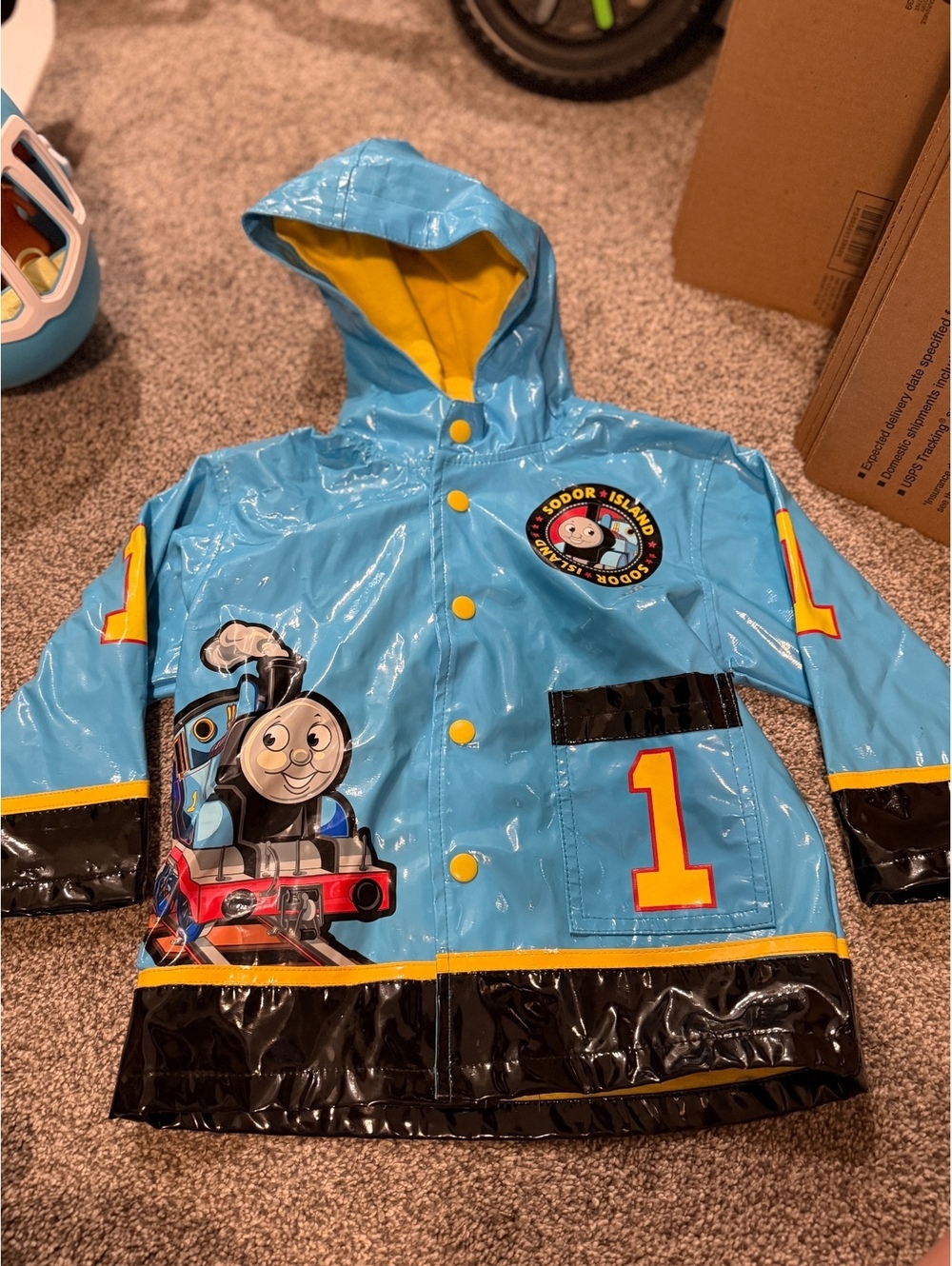 Y2K Western Chief Kids Thomas the Tank Engine Blue Raincoat Jacket Size 3T